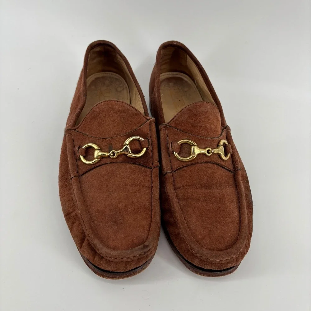 Di Lepori Bit Loafers Men 44 Brown Suede Horsebit Made in Italy Old Money Preppy